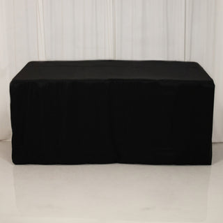 <strong>Durable Black Fitted Polyester Rectangle Tablecloth 8ft</strong> <strong>Durable Black Fitted Polyester Rectangle Tablecloth 8ft</strong>