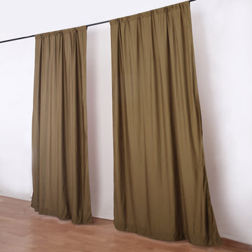 2 Pack Taupe Scuba Polyester Event Curtain Drapes, Inherently Flame Resistant Backdrop Event Panels Wrinkle Free with Rod Pockets - 10ftx10ft