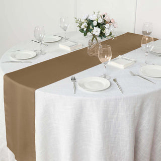 Create an Ethereal Atmosphere with the Taupe Polyester Table Runner Create an Ethereal Atmosphere with the Taupe Polyester Table Runner