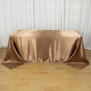Elegant Taupe Satin Tablecloth for a Luxurious Touch Elegant Taupe Satin Tablecloth for a Luxurious Touch