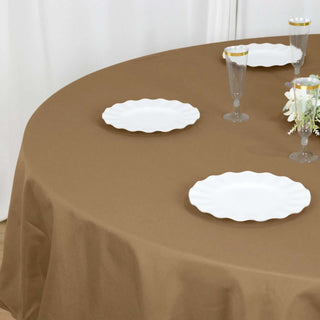 Enhance Your Event Decor with the 90" Taupe Polyester Round Tablecloth Enhance Your Event Decor with the 90" Taupe Polyester Round Tablecloth