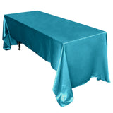60x126inch Teal Satin Rectangular Tablecloth