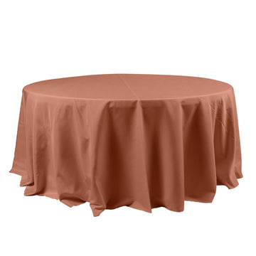 120" Terracotta (Rust) Seamless Polyester Round Tablecloth