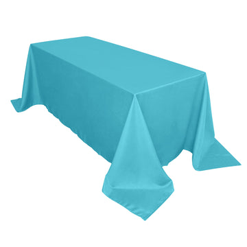 90"x132" Turquoise Seamless Polyester Rectangular Tablecloth