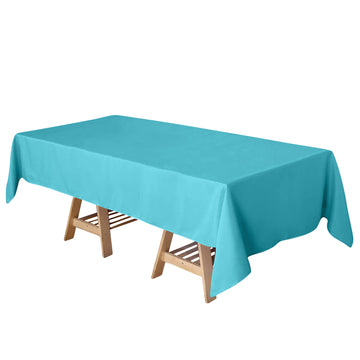 60"x102" Turquoise Seamless Polyester Rectangular Tablecloth