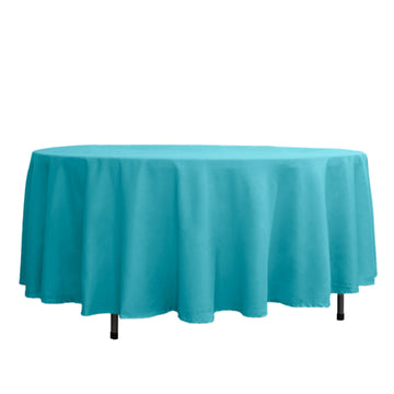 108" Turquoise Seamless Polyester Round Tablecloth
