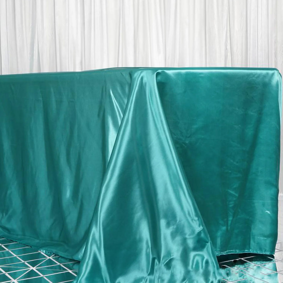 90inch x 156inch Turquoise Satin Rectangular Tablecloth