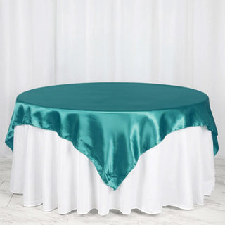 Turquoise Seamless Satin Square Tablecloth Overlay