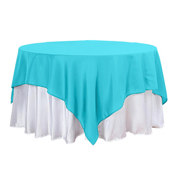 90"x90" Turquoise Seamless Square Polyester Table Overlay