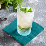 50 Pack | 5x5inch Turquoise Soft 2-Ply Disposable Cocktail Napkins