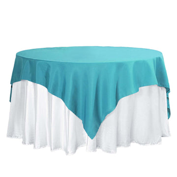 70"x70" Turquoise Square Seamless Polyester Table Overlay