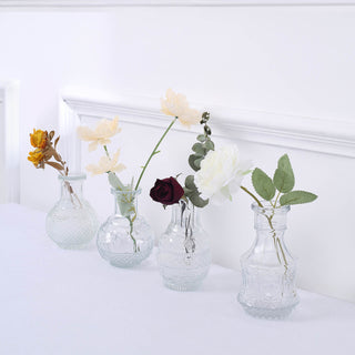 Versatile and Stylish Vintage Clear Glass Mini Bud Flower Vases