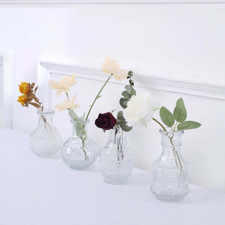 Versatile and Stylish Vintage Clear Glass Mini Bud Flower Vases Versatile and Stylish Vintage Clear Glass Mini Bud Flower Vases