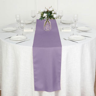 Elevate Your Event Decor with the 12x108 Violet Amethyst Polyester Table Runner