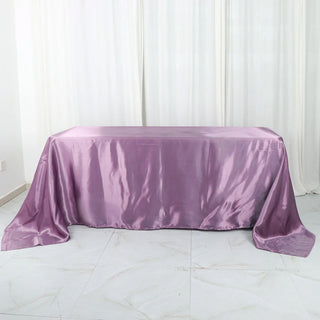 Add Elegance to Your Event with the Violet Amethyst Satin Tablecloth