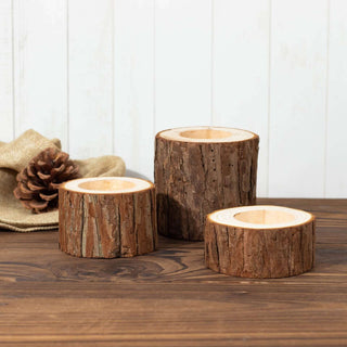 Add a Touch of Rustic Charm with Assorted Rustic Wood Slice Tealight Candle Holders Add a Touch of Rustic Charm with Assorted Rustic Wood Slice Tealight Candle Holders