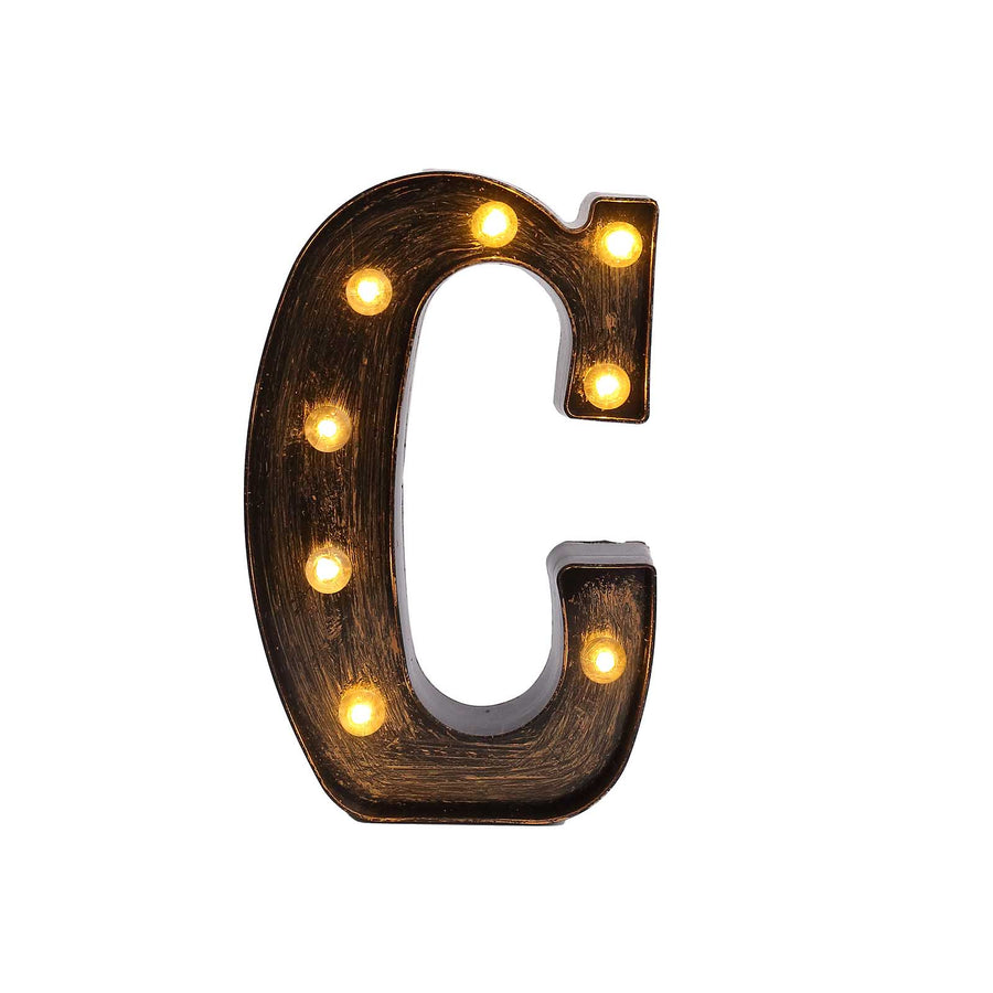 Antique Black Industrial Style LED Marquee Alphabet Letter Sign, 9inch Light Up Letter#whtbkgd