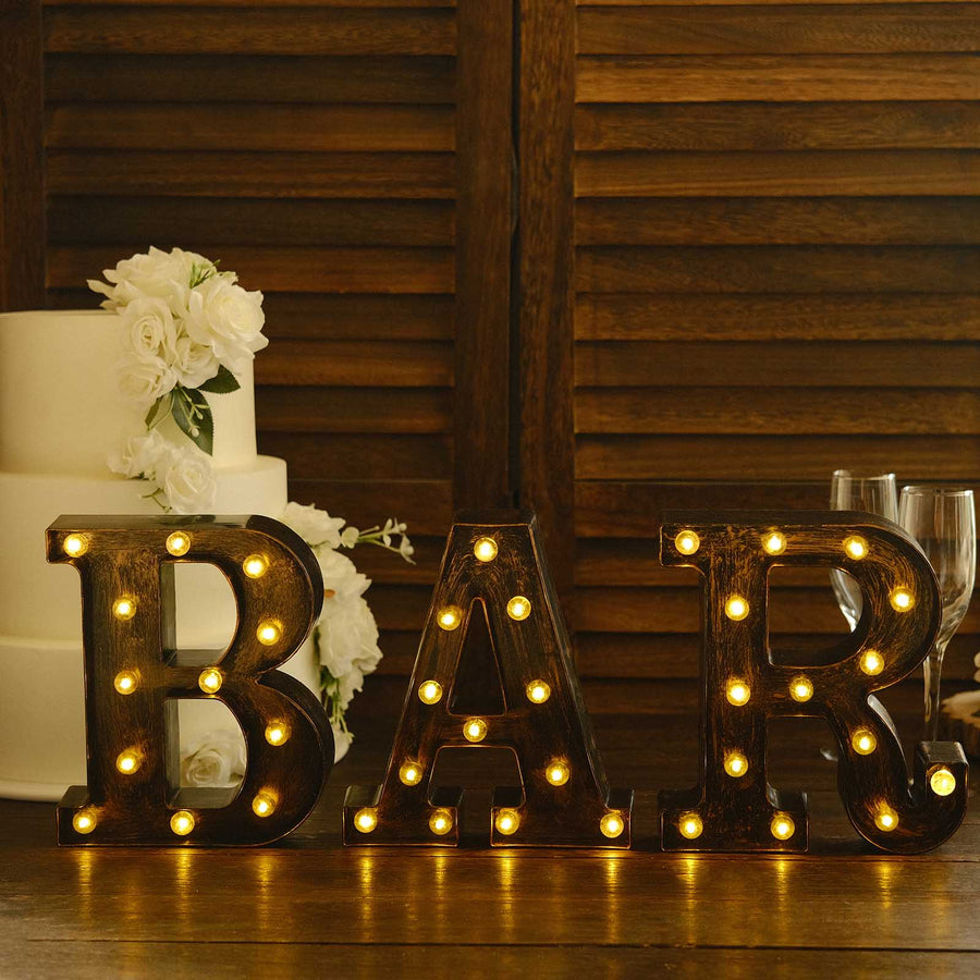 Antique Black Industrial Style LED Marquee Alphabet Letter Sign, 9inch Light Up Letter
