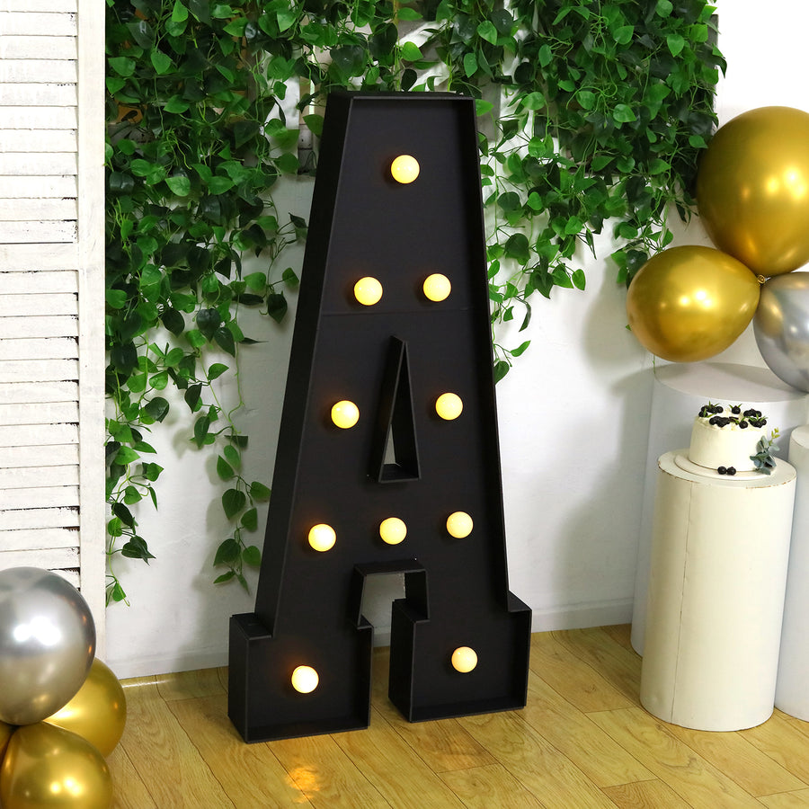 Giant LED Marquee Light Up Letter A, Black 4ft Pre-Cut Foam Board with 10 Warm White