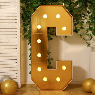 4ft Gold Marquee Letter C Light Up Sign 4ft Gold Marquee Letter C Light Up Sign