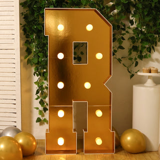 4ft Gold Marquee Letter R Light Up Sign 4ft Gold Marquee Letter R Light Up Sign