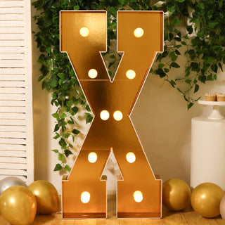 4ft Gold Marquee Letter X Light Up Sign 4ft Gold Marquee Letter X Light Up Sign