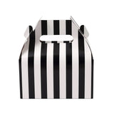 25 Pack | White / Black Striped Candy Gift Tote Gable Boxes, Party Favor Treat Bags#whtbkgd