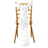 Chiffon WHITE Curly Willow Chair Sashes For Catering Wedding Party Decorations