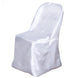 White Glossy Satin Folding Chair Covers, Reusable Elegant Chair Covers#whtbkgd
