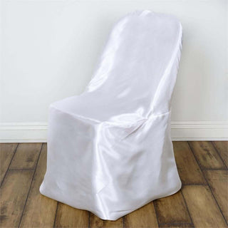 White Glossy Satin Folding Chair Covers White Glossy Satin Folding Chair Covers