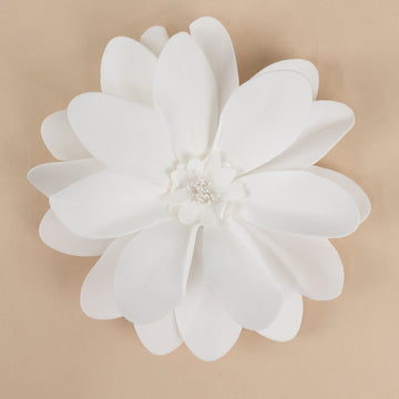 4 Pack 12" White Life-Like Soft Foam Craft Dahlia Flower Heads
