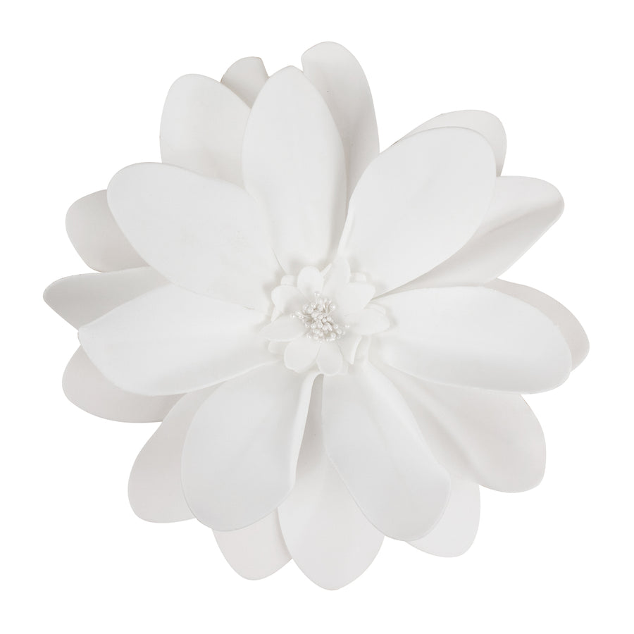 4 Pack | 12" White Life-Like Soft Foam Craft Dahlia Flower Heads#whtbkgd