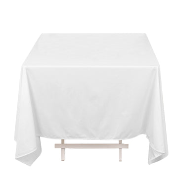 70" White Premium Scuba Wrinkle Free Square Tablecloth, Seamless Scuba Polyester Tablecloth