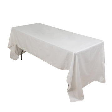 60"x126" White Rectangle 100% Cotton Linen Seamless Tablecloth