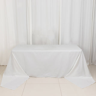 Elevate Your Event with the 90"x156" White Rectangle 100% Cotton Linen Seamless Tablecloth