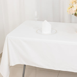 Enhance Your Event with the White Rectangle 100% Cotton Linen Seamless Tablecloth