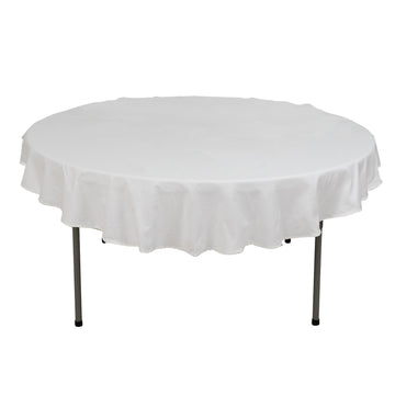 70" White Round 100% Cotton Linen Seamless Tablecloth Washable