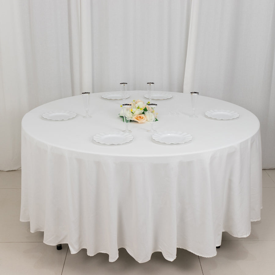 108 inches White Round Chambury Casa 100% Cotton Tablecloth