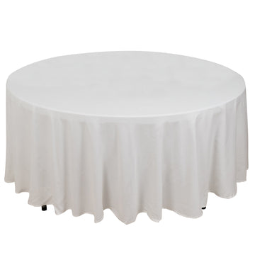 108" White Round 100% Cotton Linen Seamless Tablecloth Washable