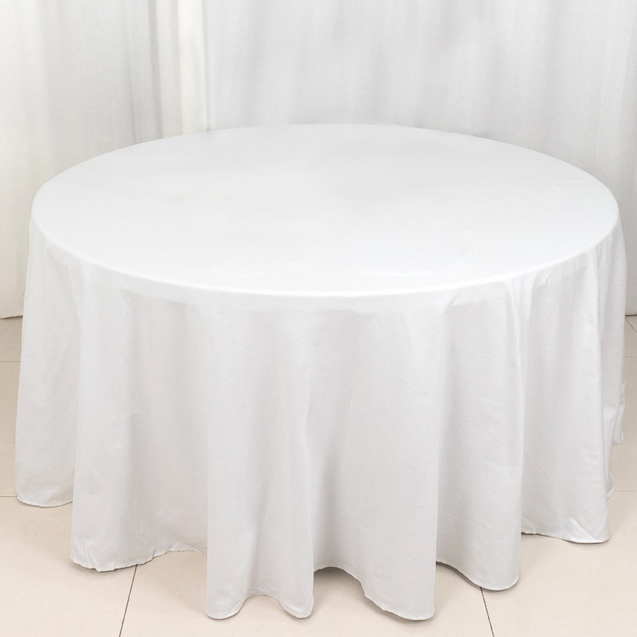 120" White Round Chambury Casa 100% Cotton Tablecloth