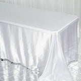 90x132Inch White Satin Seamless Rectangular Tablecloth