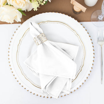 5 Pack White Seamless Cloth Dinner Napkins, Wrinkle Resistant Linen 17"x17"