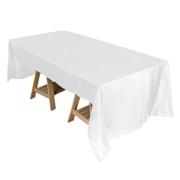 50"x120" White Seamless Polyester Rectangular Tablecloth