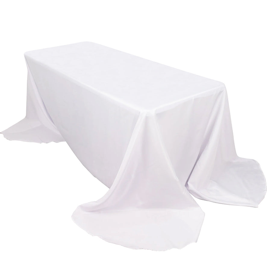 White Seamless Polyester Rectangular Tablecloth Rounded Corners 90x156inch Oval Oblong Tablecloth