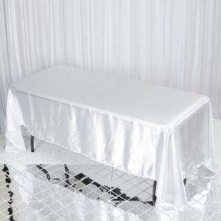Elegant White Seamless Satin Rectangular Tablecloth