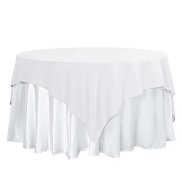 70"x70" White Square Seamless Polyester Table Overlay