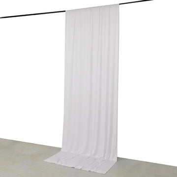 White 4-Way Stretch Spandex Event Curtain Drapes, Wrinkle Resistant Backdrop Event Panel with Rod Pockets - 5ftx12ft