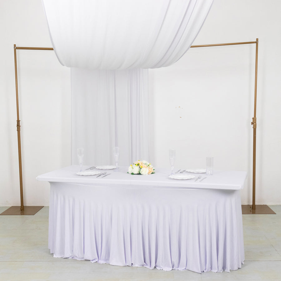 White 4-Way Stretch Spandex Photography Backdrop Curtain with Rod Pockets, Drapery Panel - 5ftx18ft