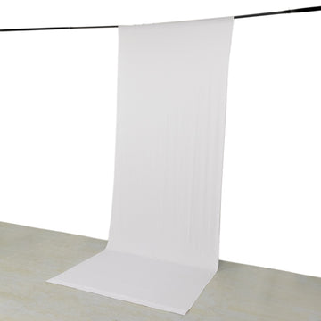White 4-Way Stretch Spandex Event Curtain Drapes, Wrinkle Resistant Backdrop Event Panel with Rod Pockets - 5ftx14ft