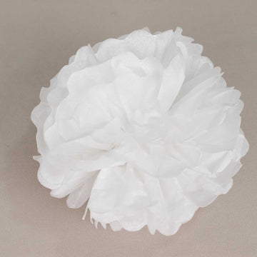 6 Pack 10" White Tissue Paper Pom Poms Flower Balls, Ceiling Wall Hanging Decorations